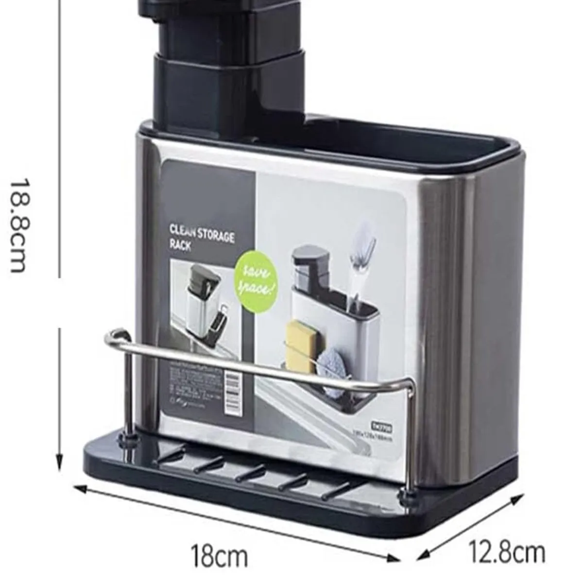 GENERICO - Organizador 3 en 1 Dispensador Jabón y Porta Esponja