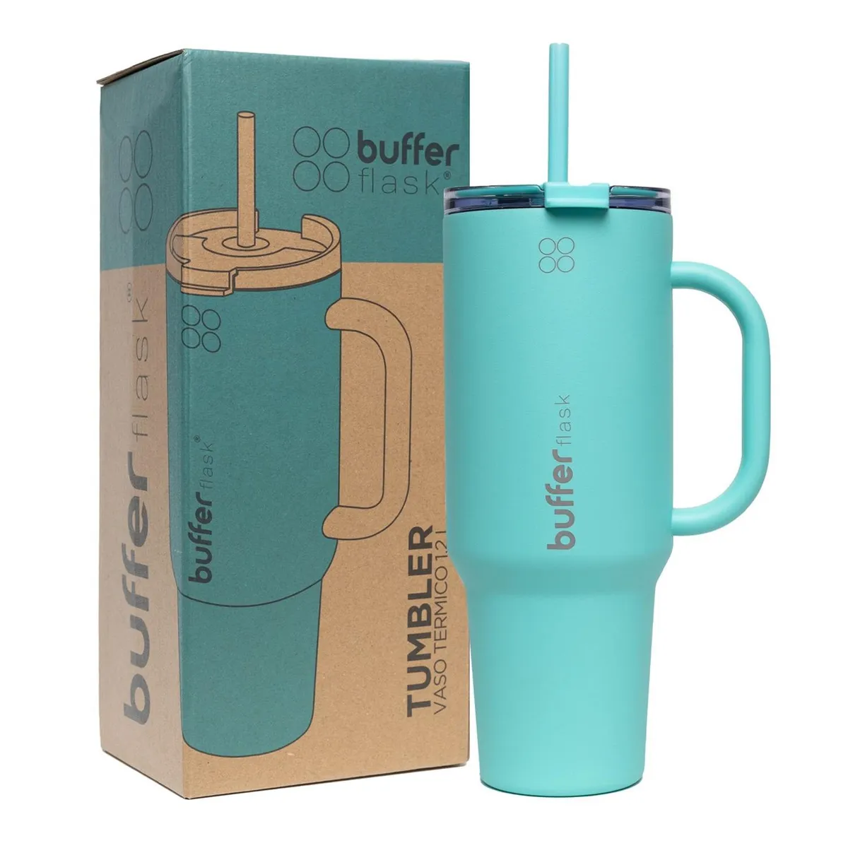 BUFFER FLASK - Vaso Termico Mug Buffer 1,2 Lt  Inox Frio  Calor - Turquesa