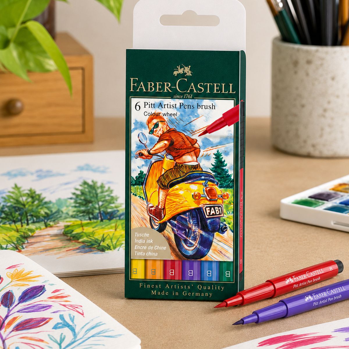 FABER-CASTELL - Rotuladores Pitt Artist Faber-Castell x6 uds. Wheel