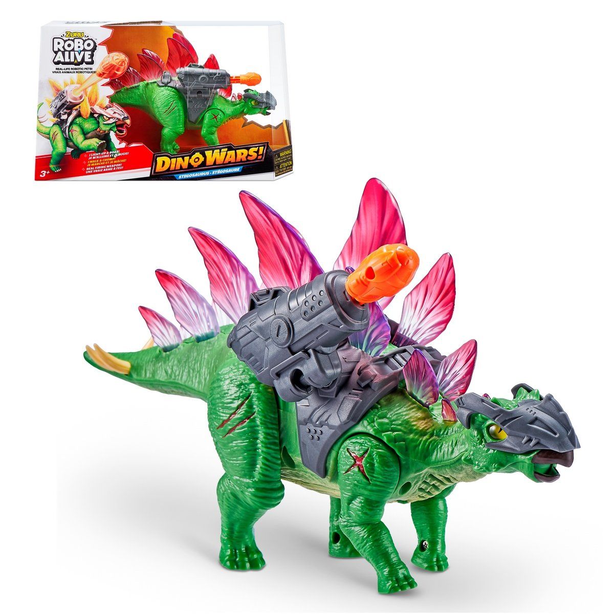 ROBO ALIVE - DINOSAURIO STEGOSAURUS DINO WARS Y LANZADOR ROBO ALIVE ZURU