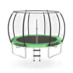 PWRFITNESS - Cama Elastica con malla y Escalera 4.26mt 14Ft Verde