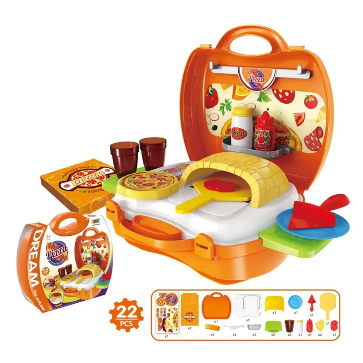 SPACEZAT - Maletin Cocina de Juguete Horno para Pizza 26 pzas
