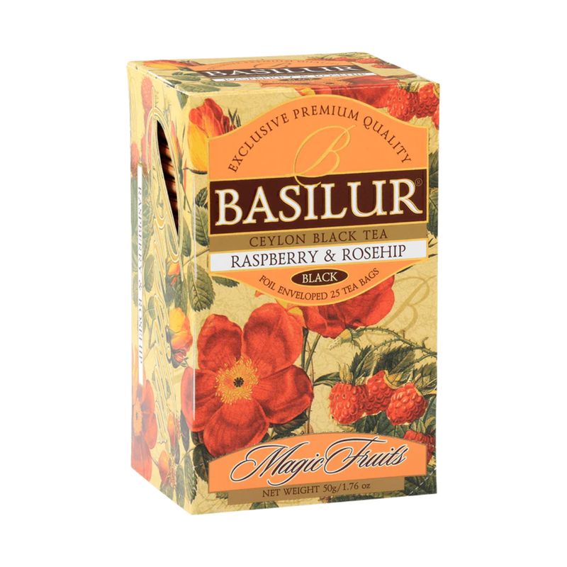 BASILUR - Te Negro Frutal Basilur Raspberry Rosechip Caja 25 bolsas
