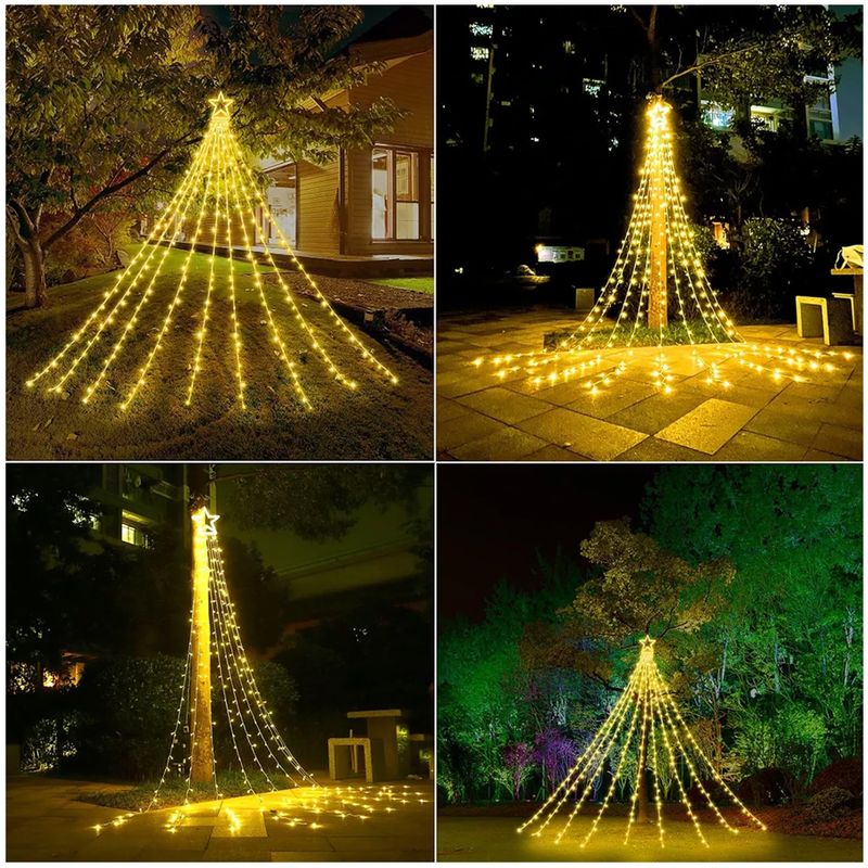 GENERICO - Luces Cascada Arbol De Navidad Estrella Guirnalda Luces 3mts