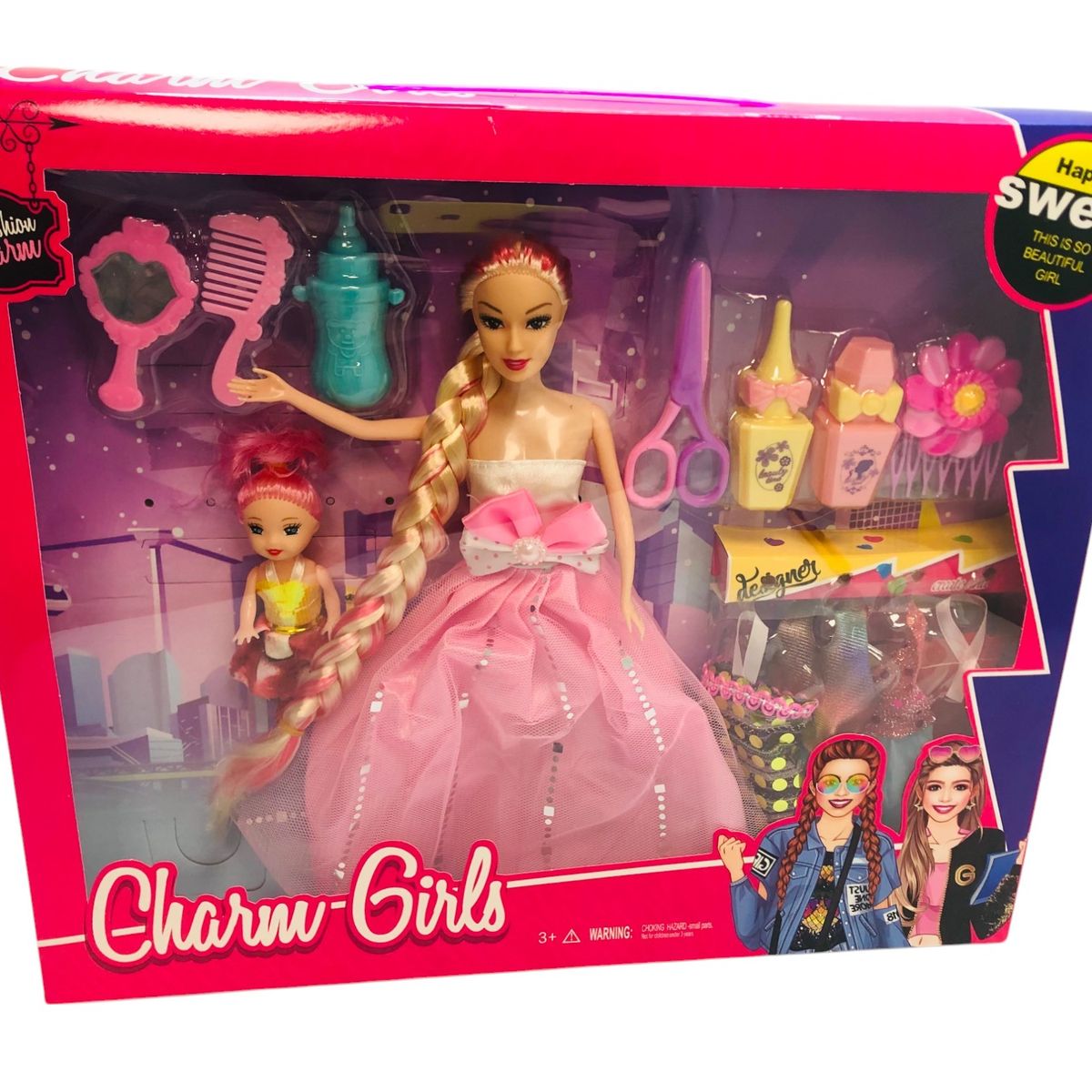 GENERICO - Juguete Muñeca Kit Princesa Rosada + Muñeca Bebe Set Belleza