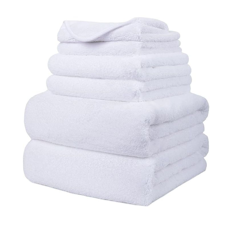 AZ AURAZEUS - Juego De 6 Toallas De Baño Microfibra De Mano Suave Blanca Playa Az