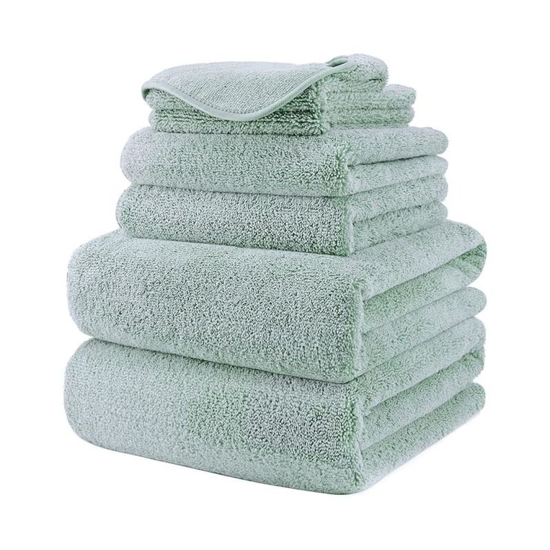 AZ AURAZEUS - Juego De 6 Toallas De Baño Microfibra De Mano Verde Playa Az