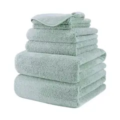 AZ AURAZEUS - Juego De 6 Toallas De Baño Microfibra De Mano Verde Playa Az
