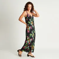 Vestido Maxi Negro Estampado Tirantes - Negro