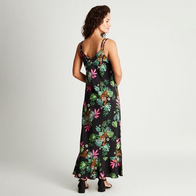 Imagen 2 del producto Vestido Maxi Negro Estampado Tirantes - Negro