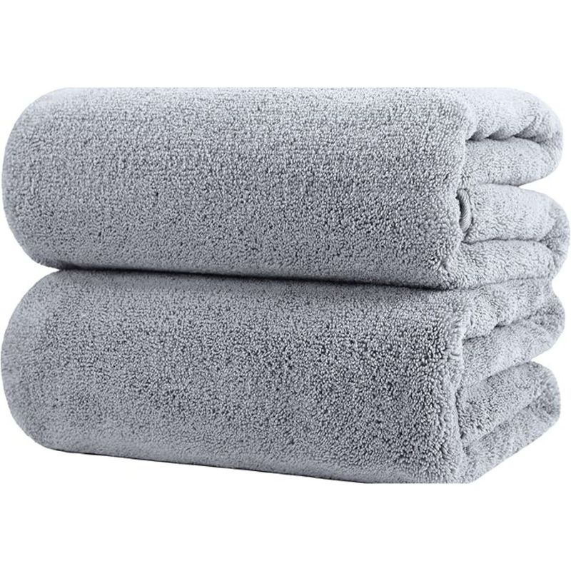 AZ AURAZEUS - Juego De 2 Toalla De Baño Gris Microfibra Playa De Mano Grande Az