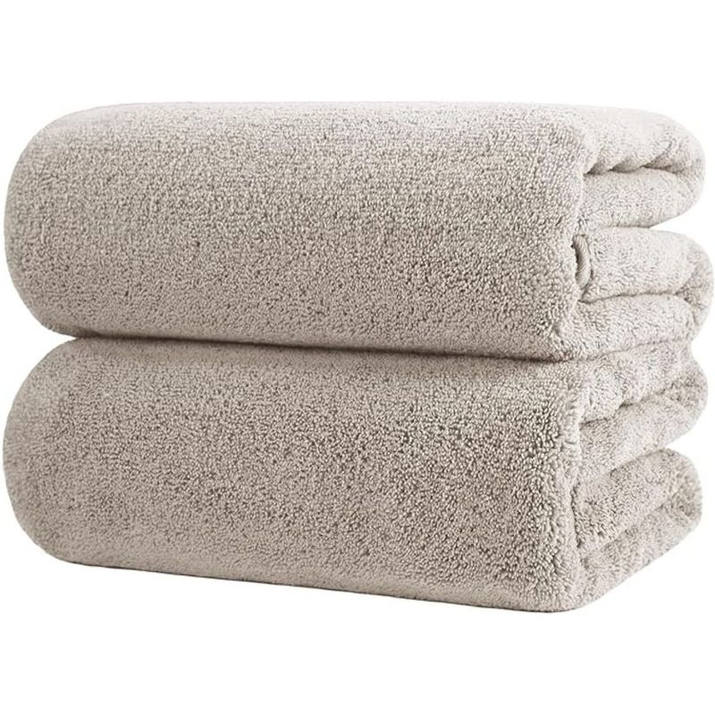 AZ AURAZEUS - Juego De 2 Toallas De Baño Beige Microfibra Suave De Mano Grande Az