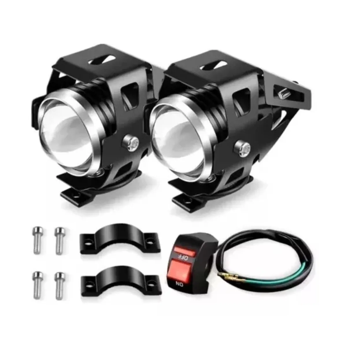 GENERICO - Neblineros Moto Led Pack 2 Delanteros + Switch Led 2200lm