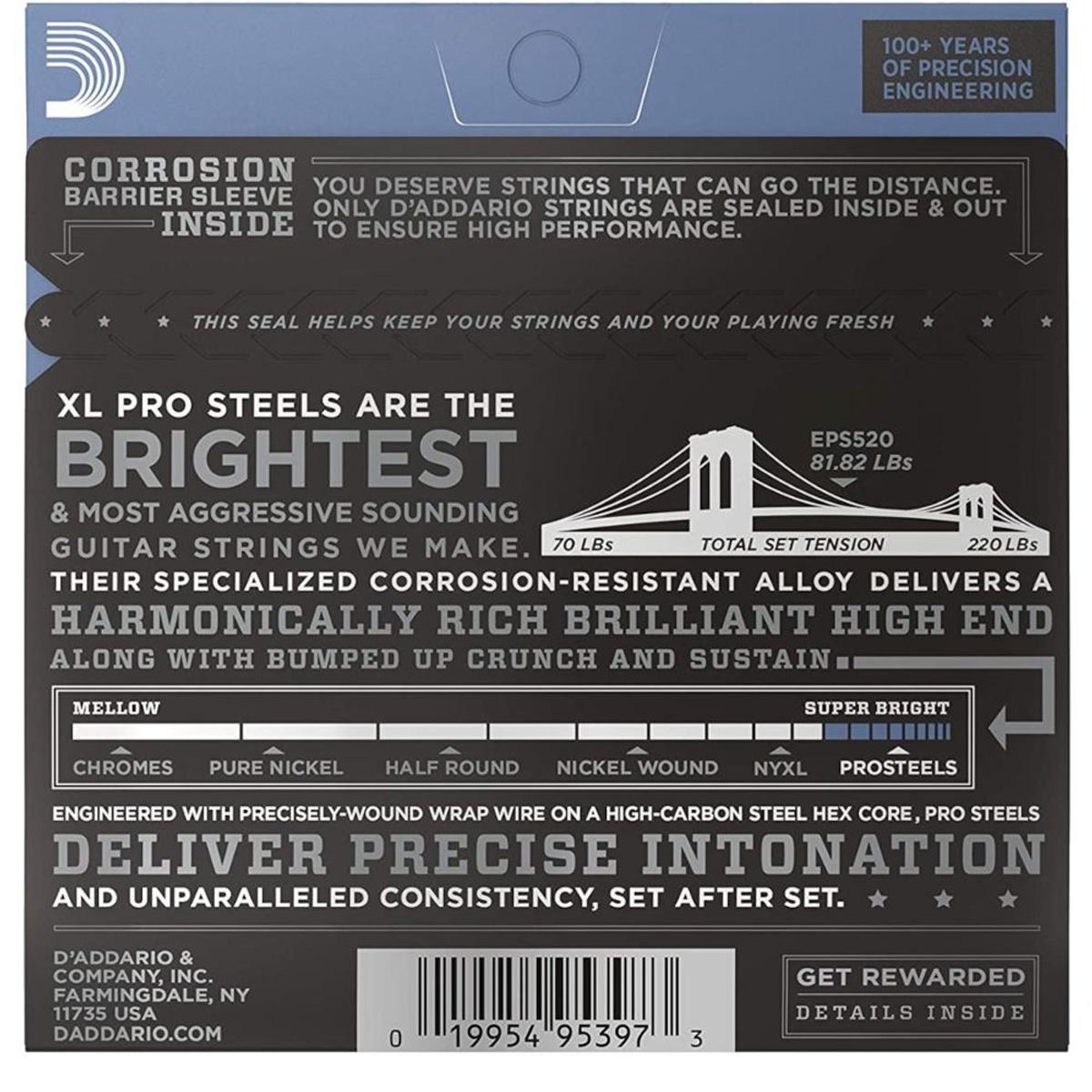 DADDARIO - Cuerdas para Guitarra Electrica D'Addario EPS520 - Plateado