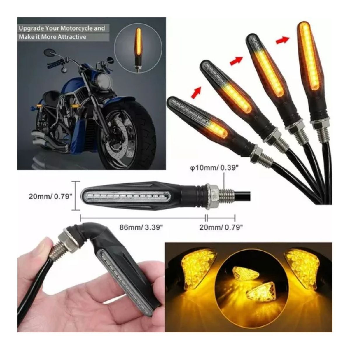 GENERICO - Intermitentes Led Par Motocicleta Universal