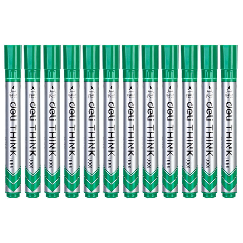 DELI - pack 12 Marcador para Pizarra Punta Redonda 20mm verde