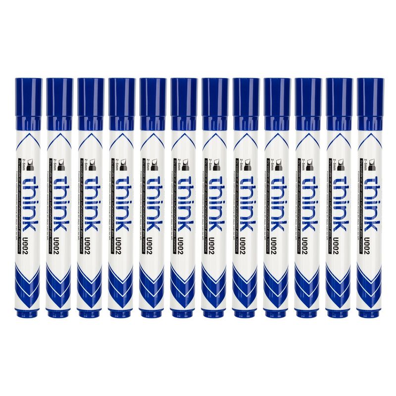 DELI - pack 24 Marcador de Pizarra Punta Biselada 2-5mm azul