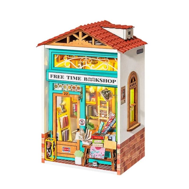 ROBOTIME - Casita Miniatura Free Time Bookshop Puzzle 3D DIY