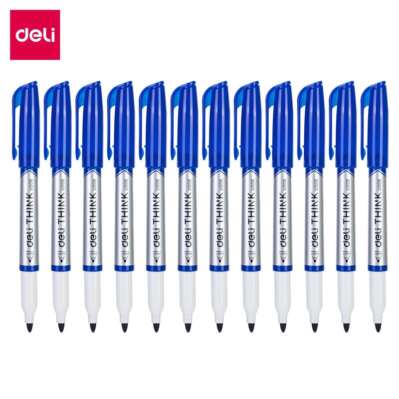 DELI - pack 24 Marcador para Pizarra Punta de Bala 1-15 mm azul