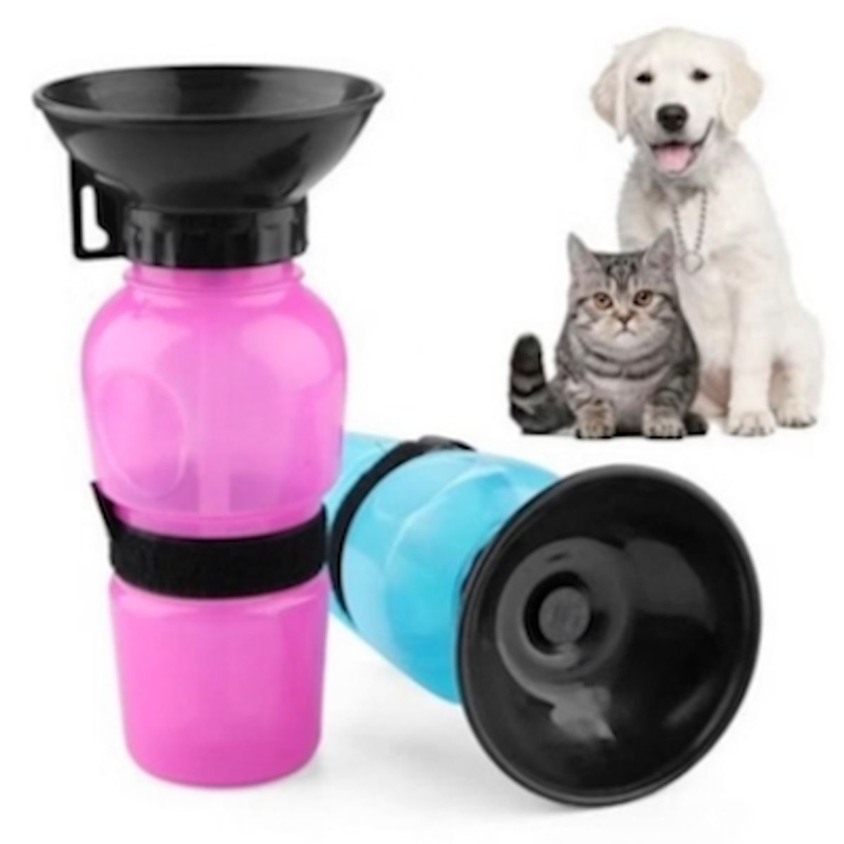 GENERICO - Botella de agua portátil para mascota color rosado