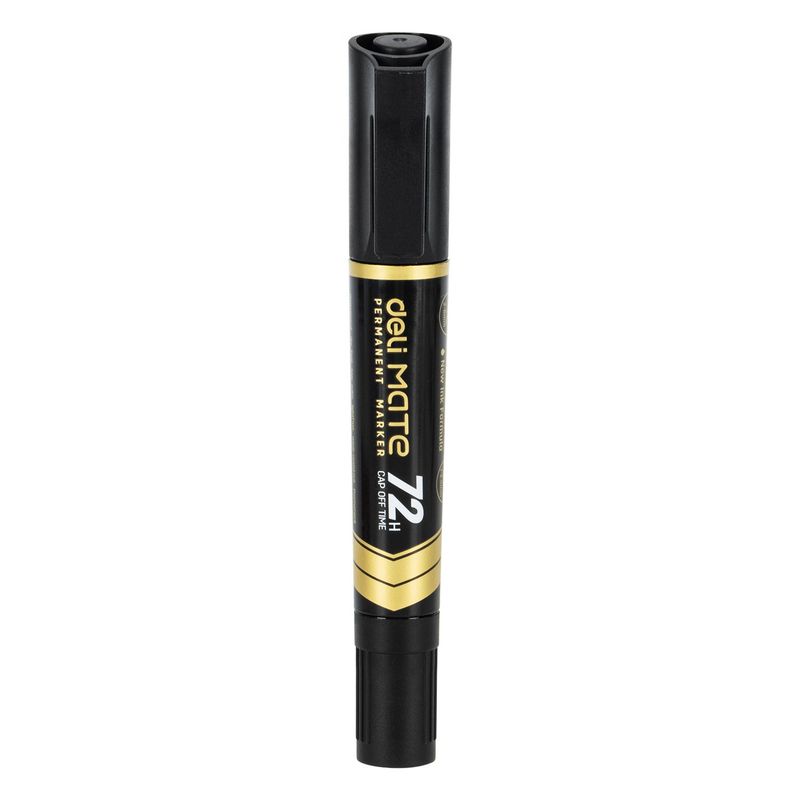 DELI - pack 12 Marcador Permanente Doble Punta Tinta Alemana negro