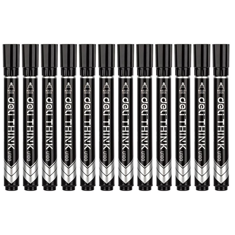 DELI - pack 12 Marcador Permanente Punta Redonda 15 mm negro