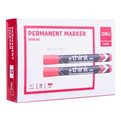 DELI - Pack 12 Marcador Permanente Punta Redonda 15 mm rojo