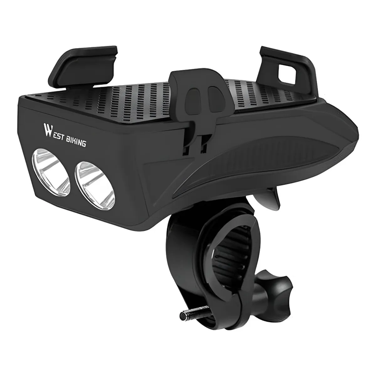 WEST BIKING - Luz Bocina Porta Carga Celular Bicicleta Delantera Foco Usb - Multicolor