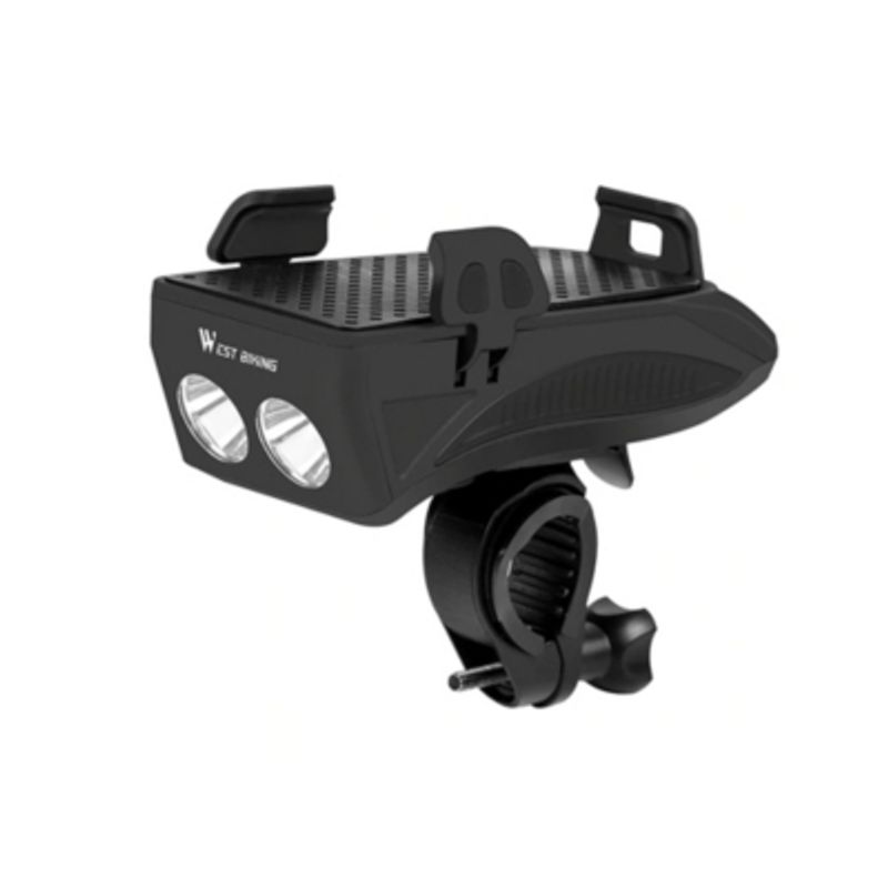 WEST BIKING - Luz Bocina Porta Carga Celular Bicicleta Delantera Foco Usb