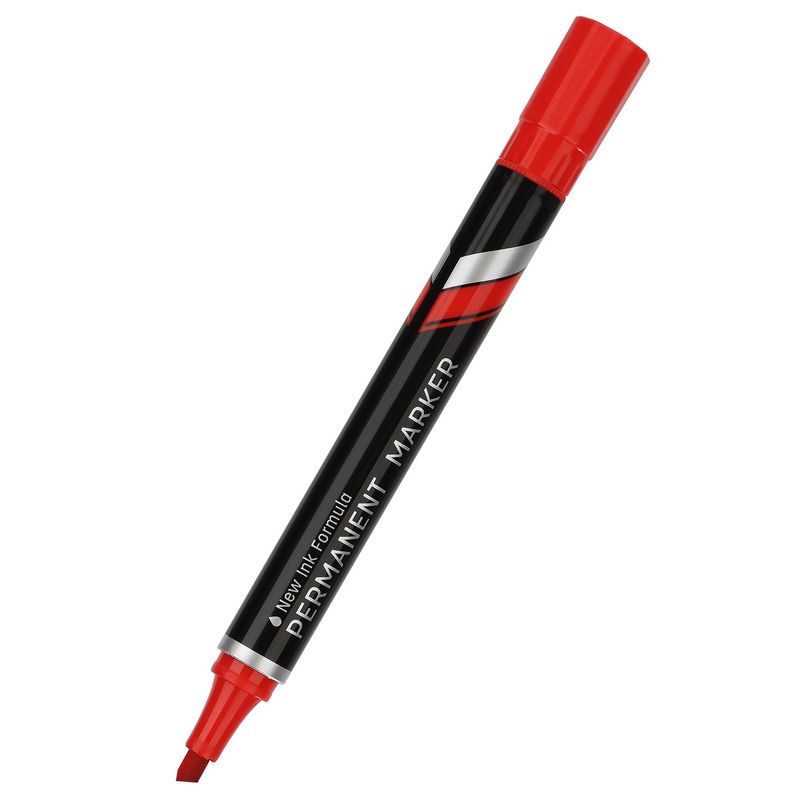 DELI - pack 24 Marcador Permanente Punta Biselada 15-5 mm rojo