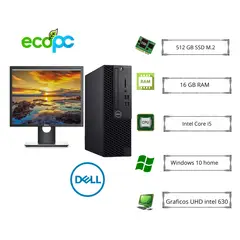 DELL - MicroPC Optiplex 3060M I5-8400T 1,70 GHz / 16 GB / 512 SSD / WIFI /Monitor 1917S
