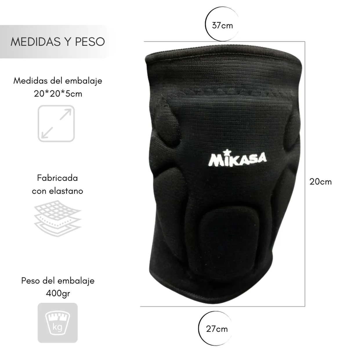 MIKASA - Par Rodilleras Mikasa Señior Professional Color Negro