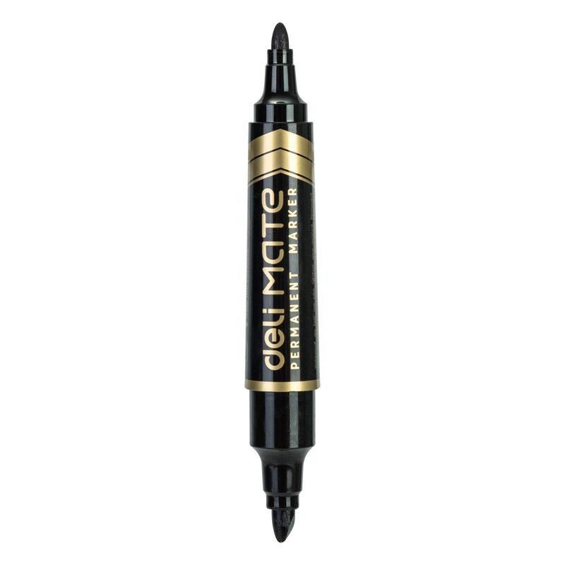 DELI - pack 12 Marcador Permanente Doble Punta Tinta Alemana negro