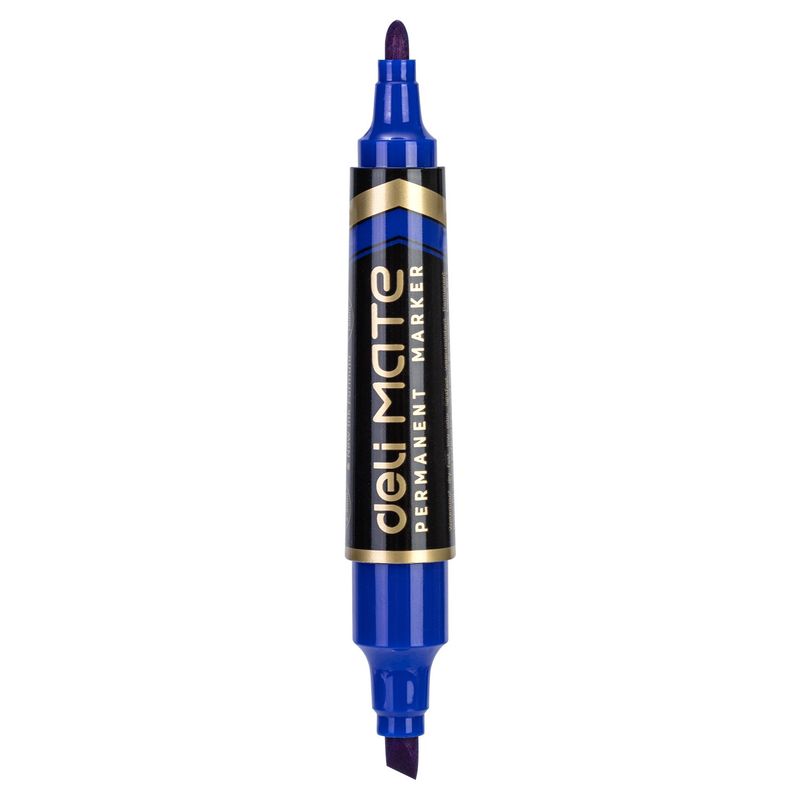 DELI - pack 12 Marcador Permanente Doble Punta Tinta Alemana azul