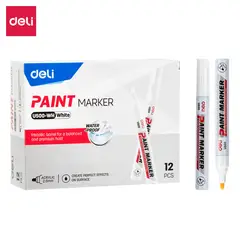 DELI - Pack 12 Marcador de pintura al óleo punta redonda 2mm negro