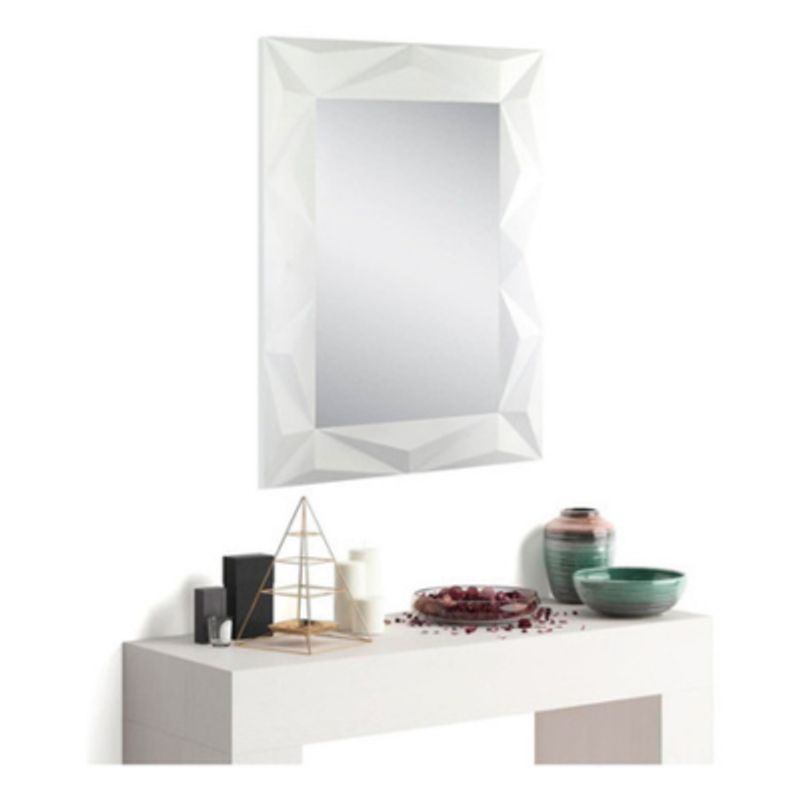 GENERICO - ESPEJO DECORATIVO DISEÑO GEOMETRICO BLANCO 78X58 CM