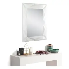 GENERICO - ESPEJO DECORATIVO DISEÑO GEOMETRICO BLANCO 78X58 CM