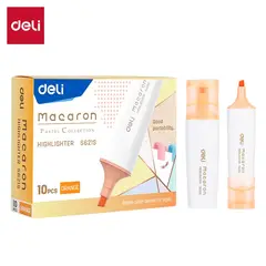 DELI - Pack 10 Destacador Pastel Macaron Punta Chisel 1-5mm naranja