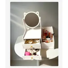 GENERICO - Organizador para cosméticos con espejo en forma de orejas de gato