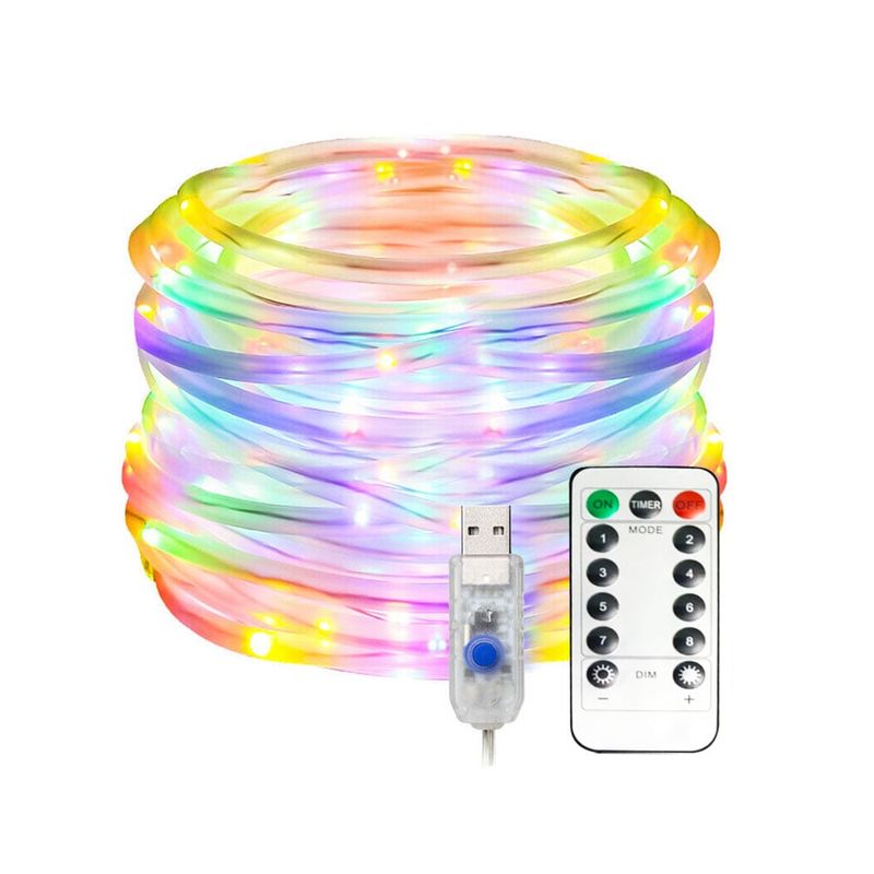 GENERICO - Manguera Led Luces Multicolor Navidad 5 Metros Control Remoto Usb