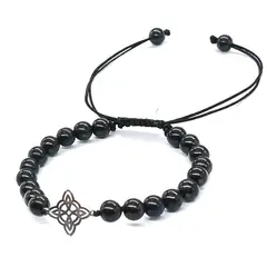 GENERICO - Pulsera Shungita Original con Dije Nudo de Bruja de Plata