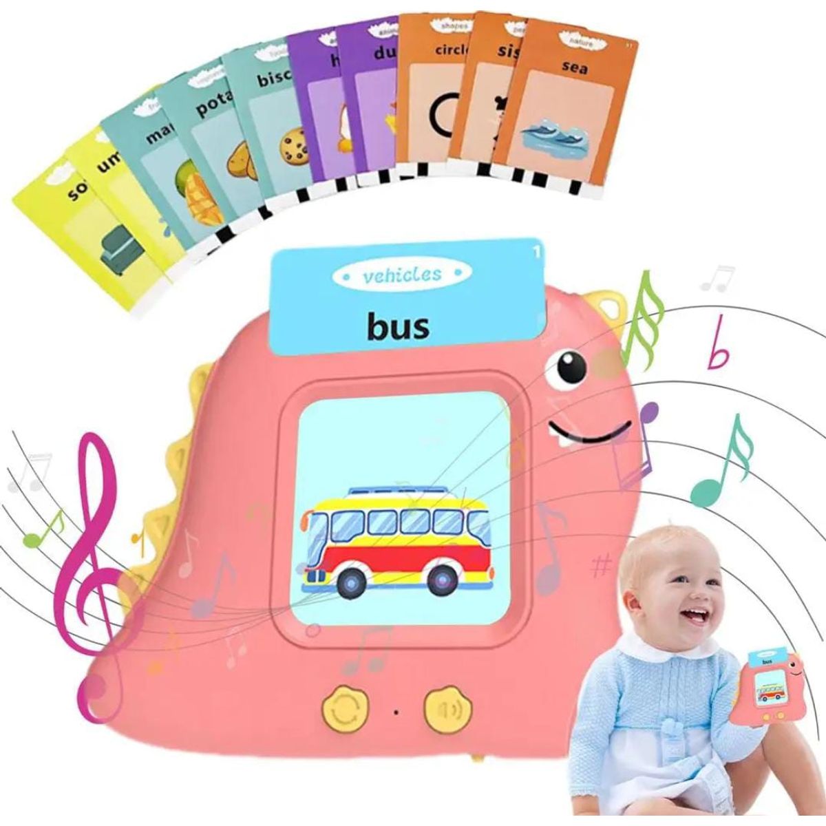 OEM - TARJETAS FLASH APRENDIZAJE CON AUDIO INGLES ESPAÑOL ROSA