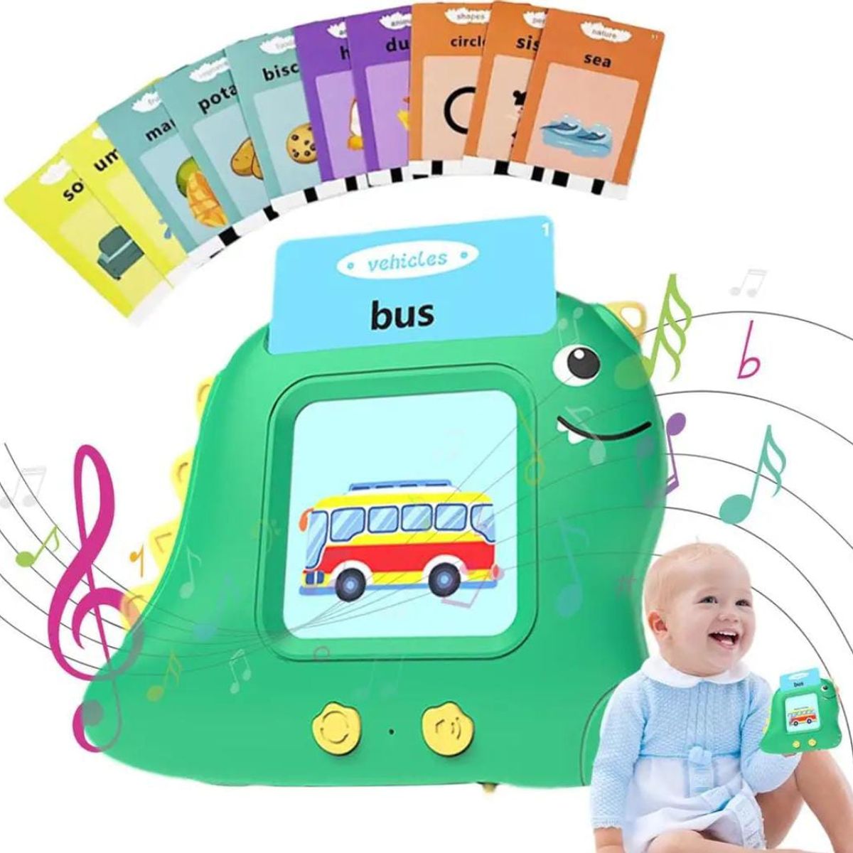 OEM - TARJETAS FLASH APRENDIZAJE CON AUDIO INGLES ESPAÑOL VERDE