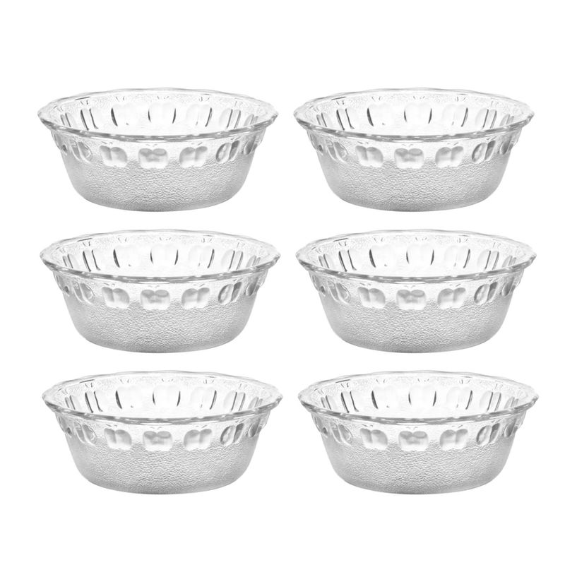 GENERICO - Set de 6 Bowls de Vidrio 10 cm con Relieve Decorativo - Postres y Ensaladas