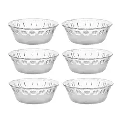 GENERICO - Set de 6 Bowls de Vidrio 10 cm con Relieve Decorativo - Postres y Ensaladas