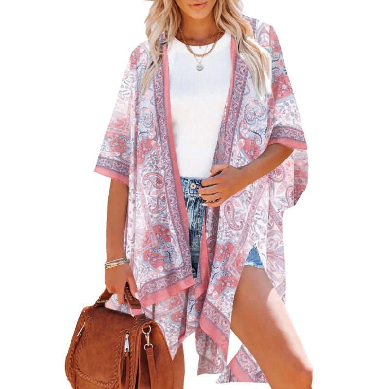 MOSS ROSE - Cover up de mujer ropa de playa con estampado bohemio
