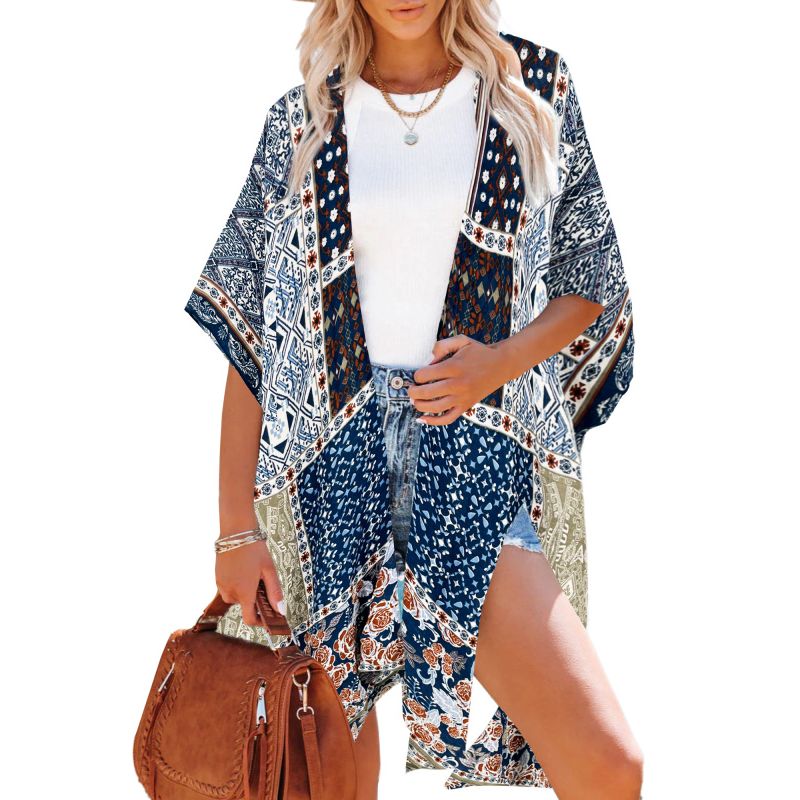 MOSS ROSE - Cover up de mujer ropa de playa con estampado bohemio