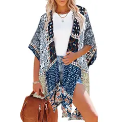 MOSS ROSE - Cover up de mujer ropa de playa con estampado bohemio