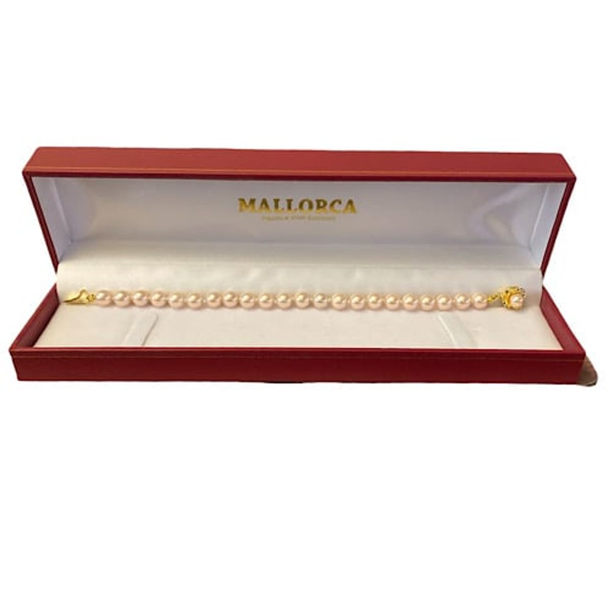 MALLORCA - PULSERA PERLAS DE MALLORCA  6MM. DE DIÁMETRO CON  BROCHE FLOR DORADO.