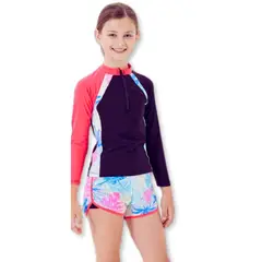 JUMP KIDS - Traje de Baño de dos piezas manga larga para Niñas 7 años a 11 años